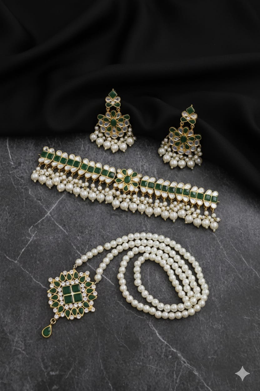 kundan necklace set with mala